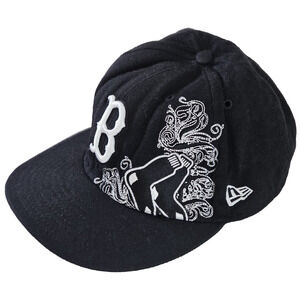 Boston Red Sox MLB Baseball Hat 59Fifty New Era Fitted Cap Black White Sz 7 1/4